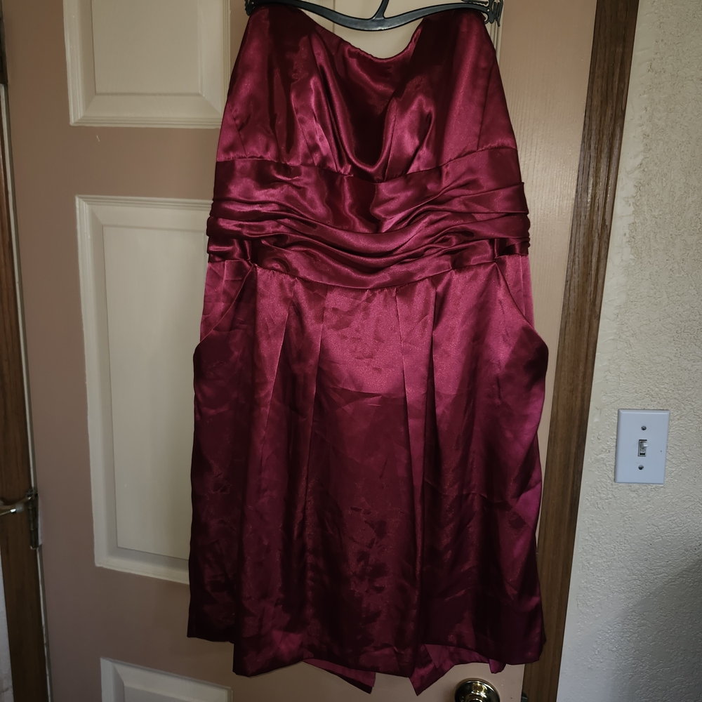 David's Bridal Strapless Hot Pink Dress